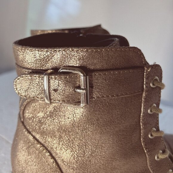 Diba SZ8 Carryn Pewter Metallic combat boots Moto Grunge Goth Steampunk Y2K 80s - Picture 6 of 11